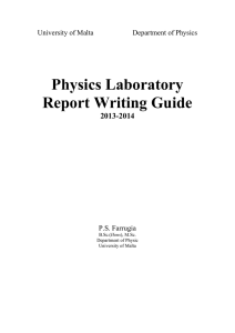 Physics Laboratory Report Writing Guide 2013-2014 University of Malta