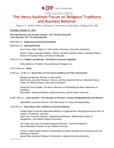 The Henry Kaufman Forum on Religious Traditions and Business Behavior