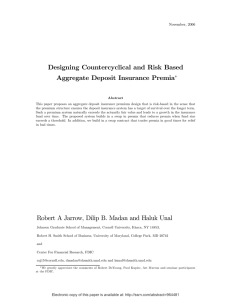 Designing Countercyclical and Risk Based Aggregate Deposit Insurance Premia ∗ November, 2006