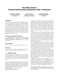 How Many Down? Toward Understanding Systematic Risk in Networks Benjamin Johnson Aron Laszka