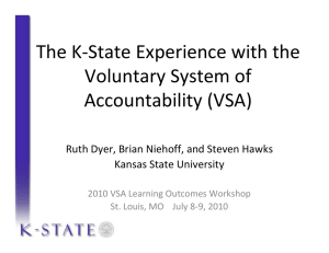 The K‐State Experience with the   Voluntary System of           Accountability (VSA)