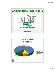 AGRICULTURAL ACT of  2014 2014 – 2018 $490,653 Wes Harris