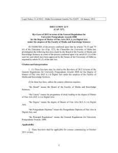 Legal Notice 31 of 2012 - Malta Government Gazette No.18,859 –...  EDUCATION ACT (CAP. 327)