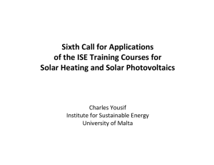 Sixth Call for Applications of the ISE Training Courses for Charles Yousif