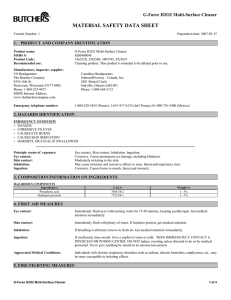 MATERIAL SAFETY DATA SHEET G-Force H2O2 Multi-Surface Cleaner