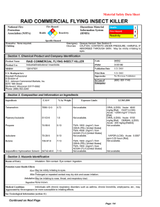 RAID COMMERCIAL FLYING INSECT KILLER 4 1 0 Material Safety Data Sheet