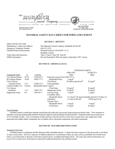 MATERIAL SAFETY DATA SHEET FOR PORTLAND CEMENT