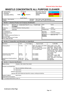 WHISTLE CONCENTRATE ALL PURPOSE CLEANER 0 2 0 Material Safety Data Sheet