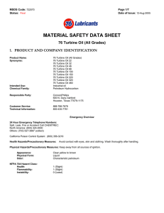 MATERIAL SAFETY DATA SHEET 76 Turbine Oil (All Grades)