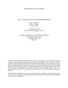 NBER WORKING PAPER SERIES FIFTY YEARS OF MINCER EARNINGS REGRESSIONS