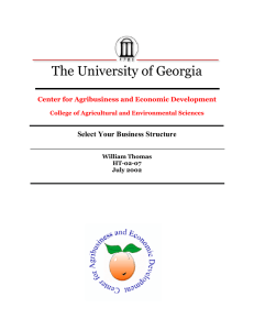 The University of Georgia  Select Your Business Structure