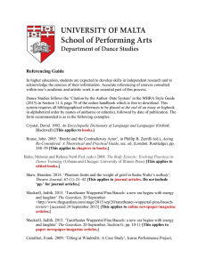 School of Performing Arts Department of Dance Studies  Referencing Guide