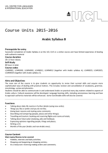 Course Units 2015‐2016  Arabic Syllabus B  Prerequisite for entry  