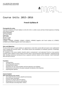 Course Units 2015-2016 French Syllabus B Prerequisite for entry