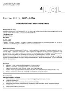 Course Units 2015-2016 French for Business and Current Affairs Prerequisite for entry