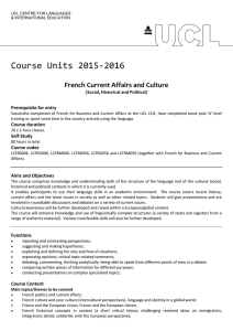 Course Units 2015-2016 French Current Affairs and Culture Prerequisite for entry