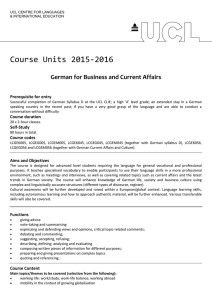 Course Units 2015-2016 German for Business and Current Affairs Prerequisite for entry
