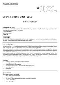 Course Units 2015-2016 Italian Syllabus D Prerequisite for entry