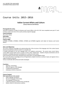 Course Units 2015-2016 Italian Current Affairs and Culture  Prerequisite for entry