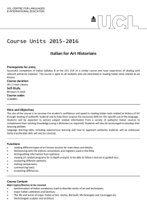 Course Units 2015-2016 Italian for Art Historians Prerequisite for entry