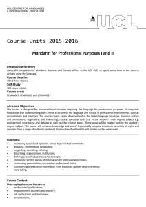 Course Units 2015-2016 Mandarin for Professional Purposes I and II