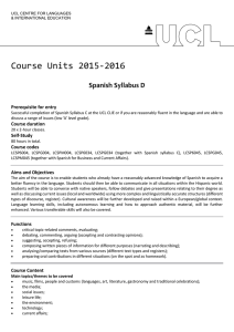 Course Units 2015-2016 Spanish Syllabus D Prerequisite for entry