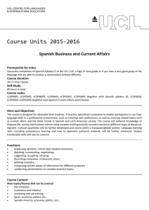 Course Units 2015-2016 Spanish Business and Current Affairs Prerequisite for entry