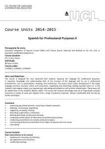 Course Units 2014‐2015  Spanish for Professional Purposes II Prerequisite for entry