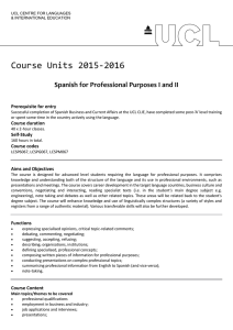 Course Units 2015-2016 Spanish for Professional Purposes I and II