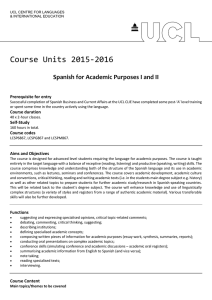 Course Units 2015-2016 Spanish for Academic Purposes I and II