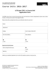 Course Units 2016‐2017  LCTE7900: TEFL 1.0 Course Unit  Application Form 