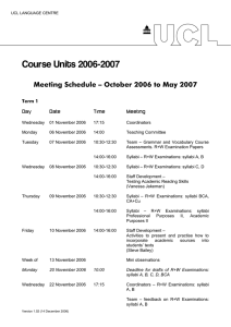 Course Units 2006-2007 Meeting Schedule – October 2006 to May 2007 Day