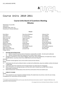 Course Units 2010‐2011  Course Units Board of Examiners Meeting  Minutes  Wednesday 15 June 2011 