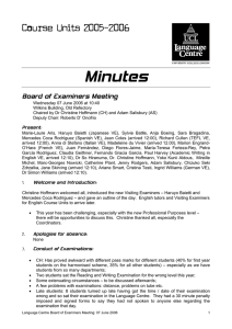 Minutes Course Units 2005-2006 Board of Examiners Meeting