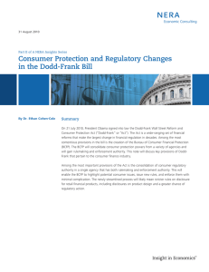 Consumer Protection and Regulatory Changes in the Dodd-Frank Bill Summary