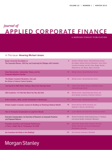 APPLIED CORPORATE FINANCE Journal of Honoring Michael Jensen