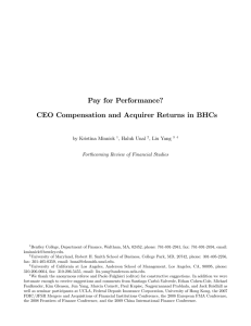 Pay for Performance? CEO Compensation and Acquirer Returns in BHCs