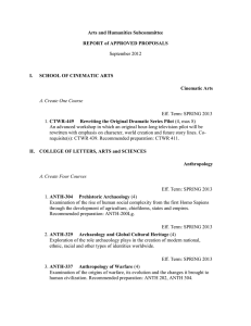 Arts and Humanities Subcommittee REPORT of APPROVED PROPOSALS I. SCHOOL OF CINEMATIC ARTS
