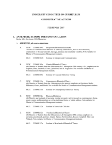 UNIVERSITY COMMITTEE ON CURRICULUM ADMINISTRATIVE ACTIONS I.  ANNENBERG SCHOOL FOR COMMUNICATION