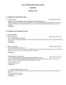 Arts and Humanities Subcommittee REPORT January 2011