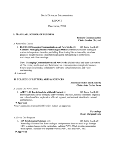Social Sciences Subcommittee REPORT December, 2010