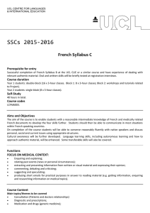 SSCs 2015-2016 French Syllabus C Prerequisite for entry