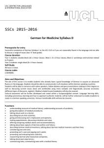 SSCs 2015-2016 German for Medicine Syllabus D Prerequisite for entry