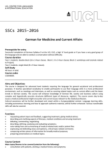 SSCs 2015-2016 German for Medicine and Current Affairs Prerequisite for entry