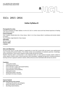 SSCs 2015-2016 Italian Syllabus B Prerequisite for entry