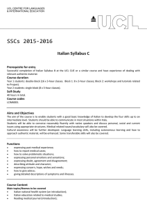 SSCs 2015-2016 Italian Syllabus C Prerequisite for entry