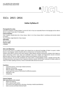 SSCs 2015-2016 Italian Syllabus D Prerequisite for entry