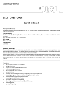 SSCs 2015‐2016  Spanish Syllabus B Prerequisite for entry