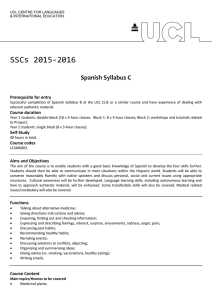 SSCs 2015-2016 Spanish Syllabus C Prerequisite for entry