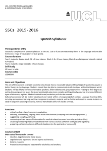 SSCs 2015‐2016  Spanish Syllabus D Prerequisite for entry
